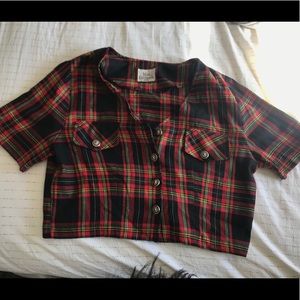 Plaid Miss California Cropped Top - Size L